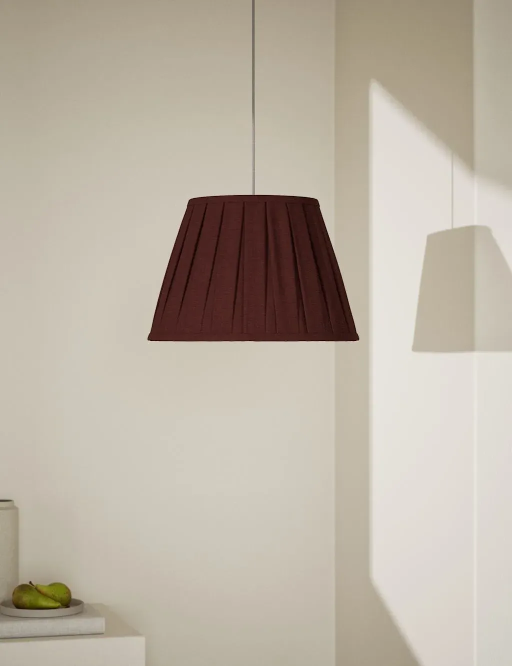 Wide Pleated Lamp Shade - Red, Fabric image