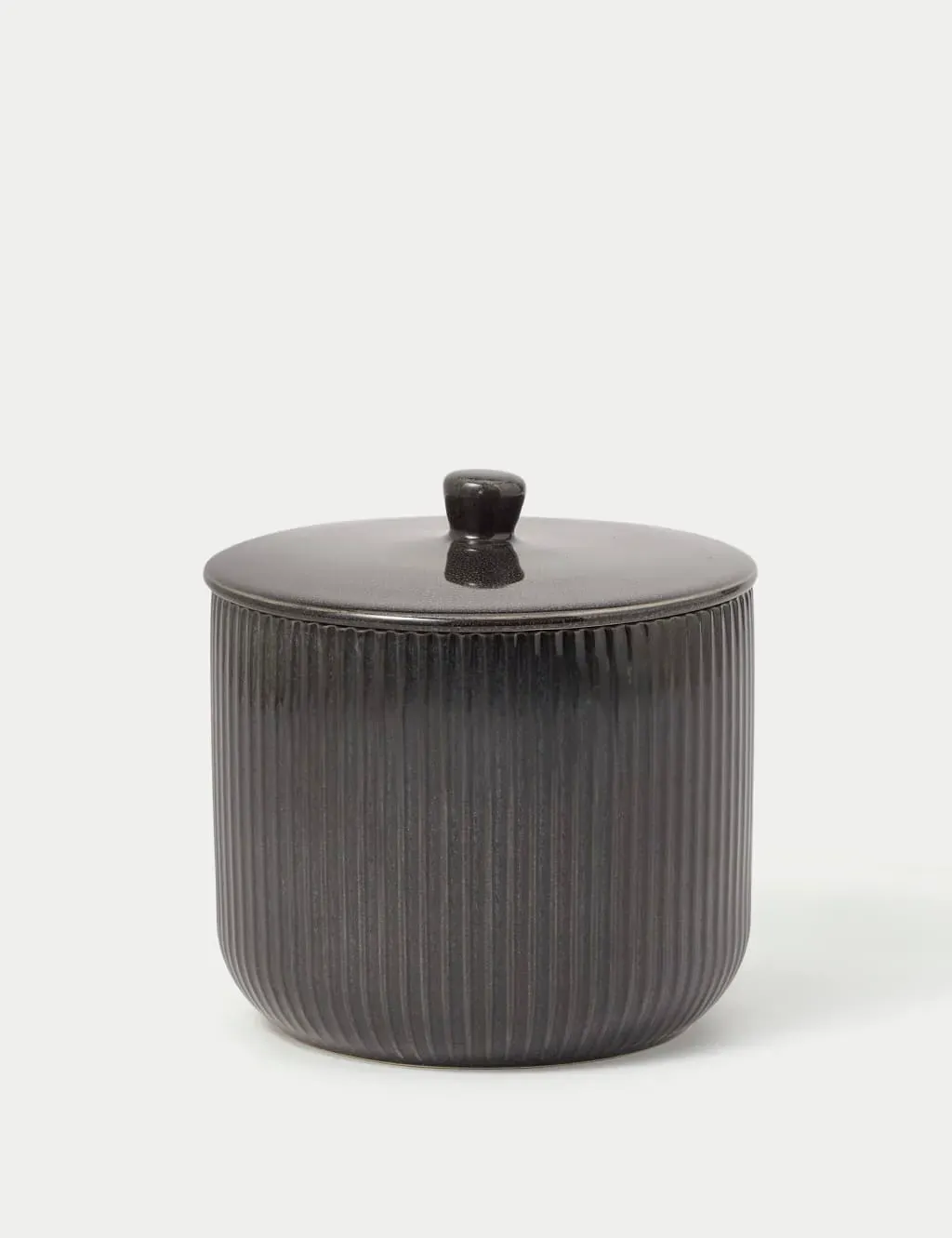 Wide Storage Jar with Lid - Charcoal, Stoneware