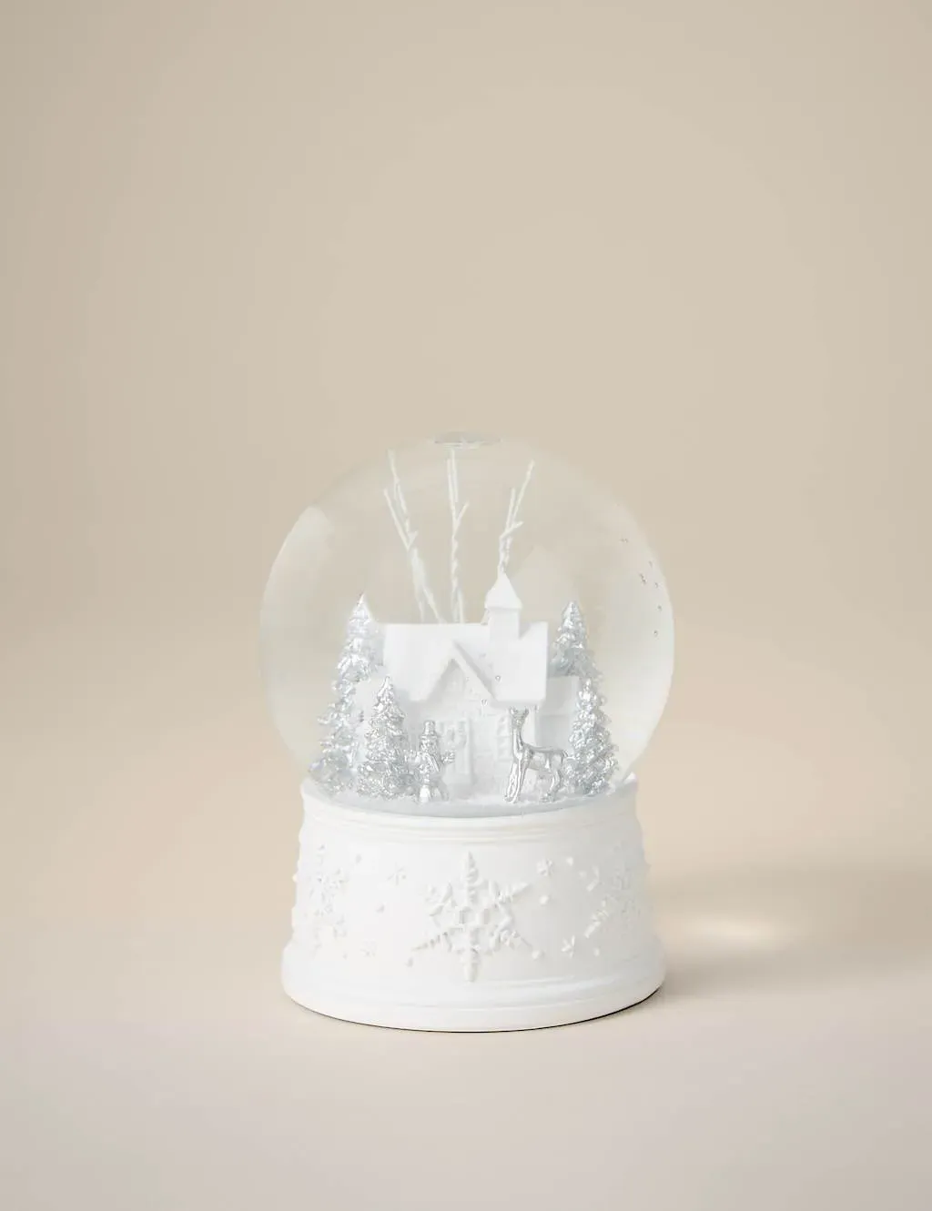 Winter House Snow Globe - White image