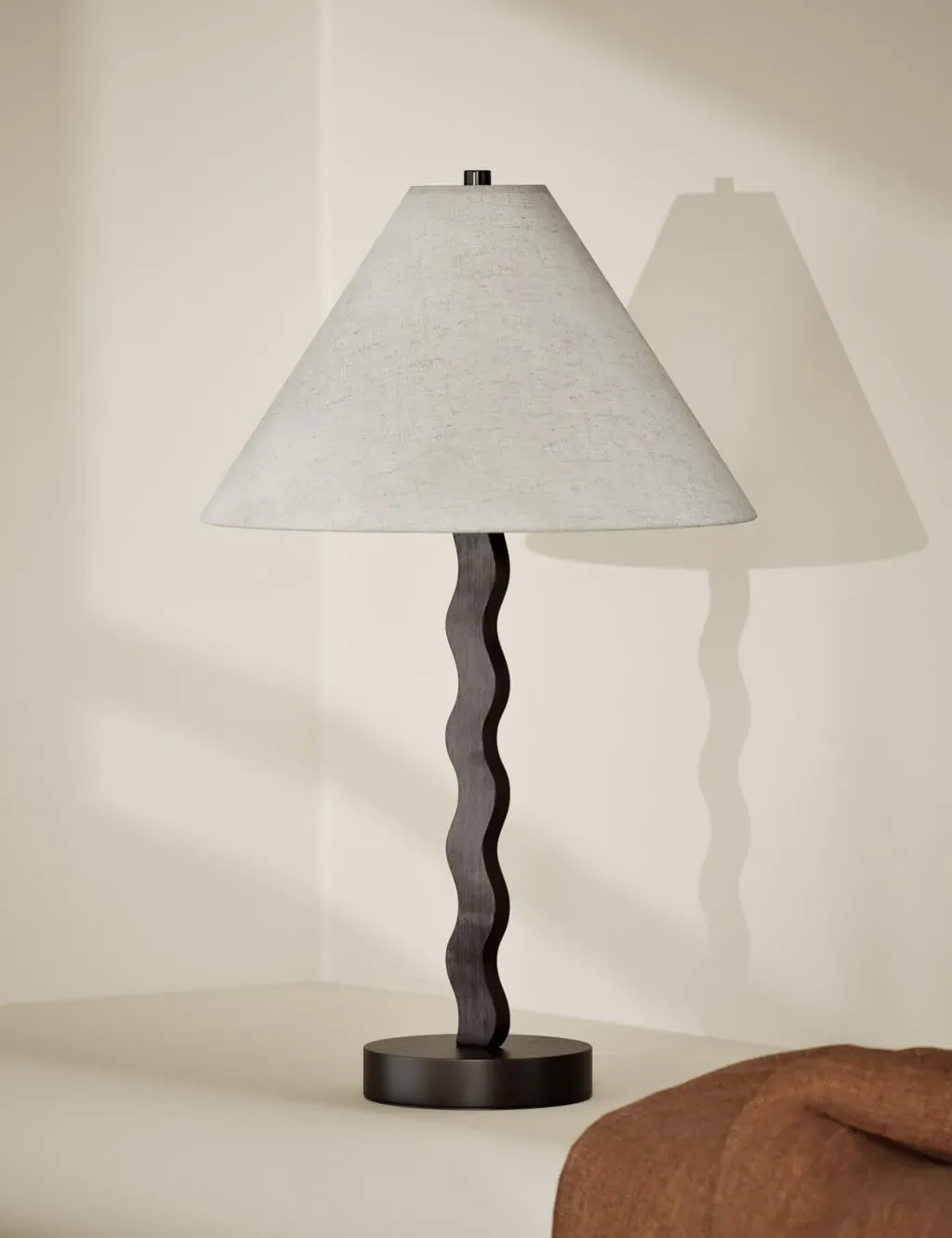 Wobble Table Lamp with Fabric Shade - Brown, Wood image