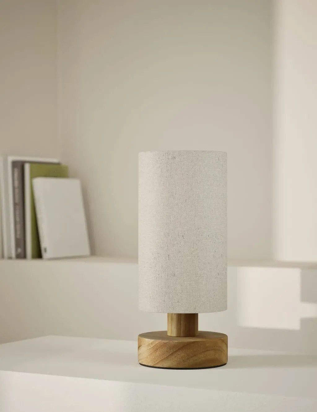 Wooden Table Lamp with Shade - Natural, Wood image