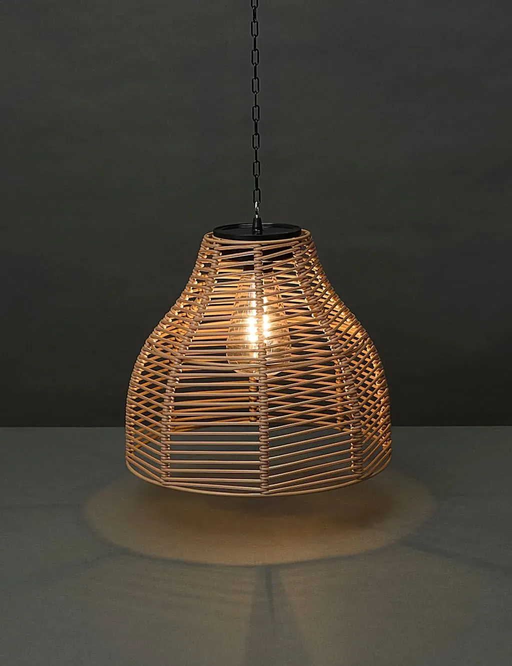 Woven Solar Pendant Light - Natural, Wicker