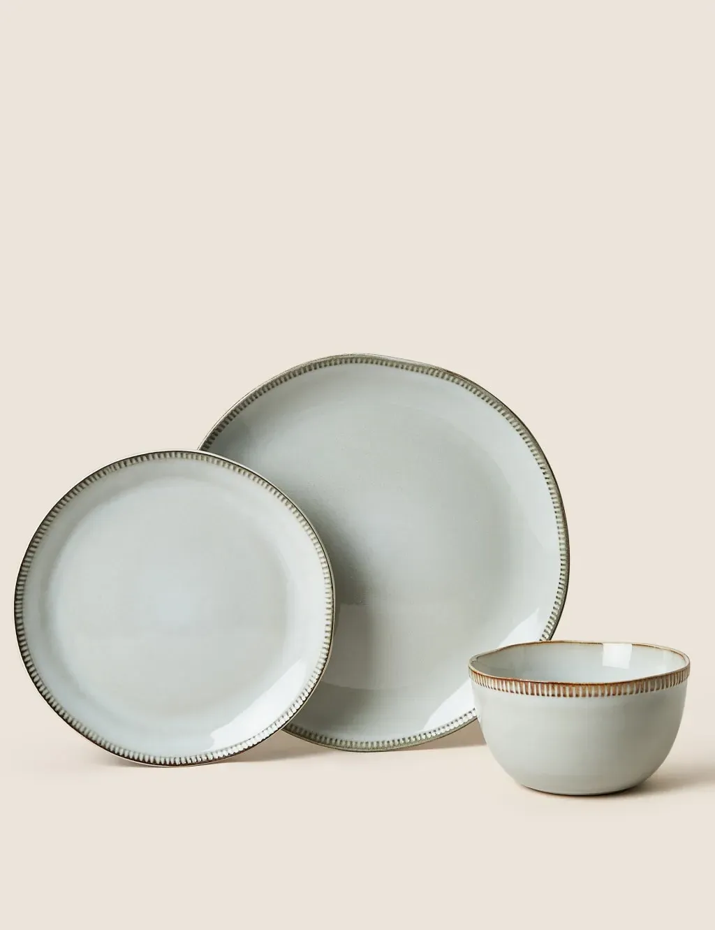 12-Piece Dinner Set Hand-Glazed - Natural image