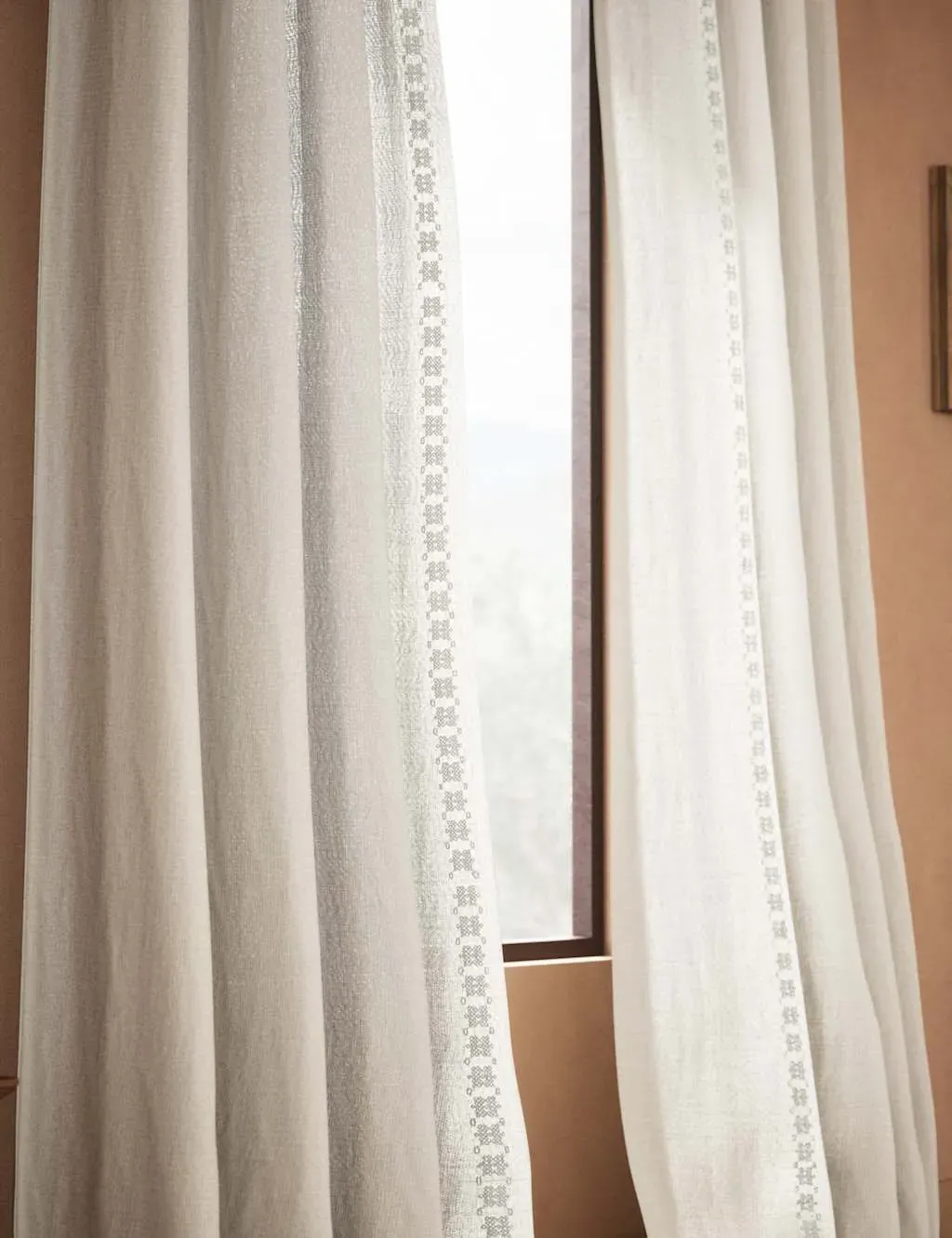 Embroidered Sheer Curtains - Malm, Cotton image
