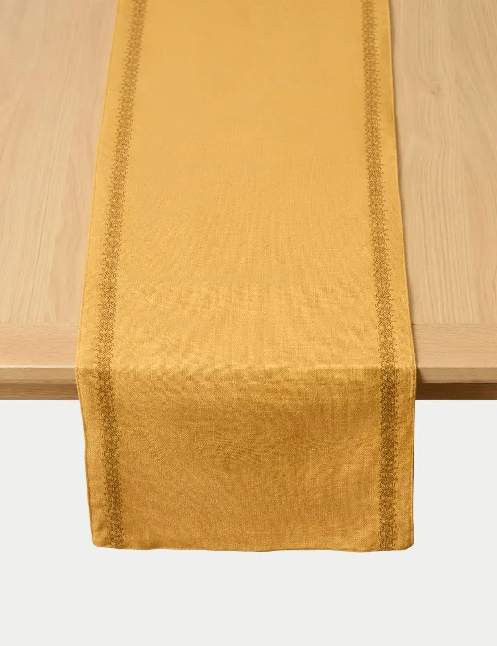 Embroidered Table Runner - Ochre, Cotton image
