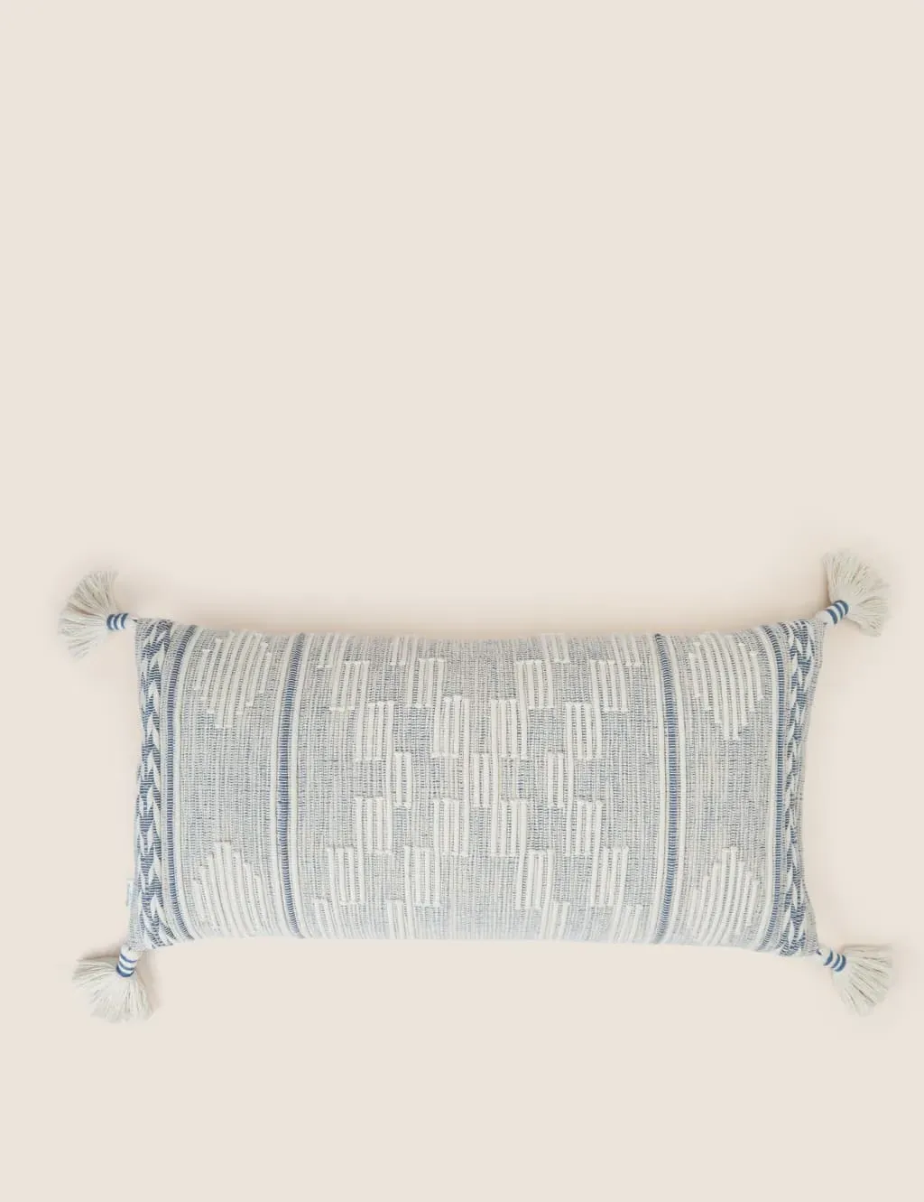Large Bolster Cushion with Tassels - Blue Mix image