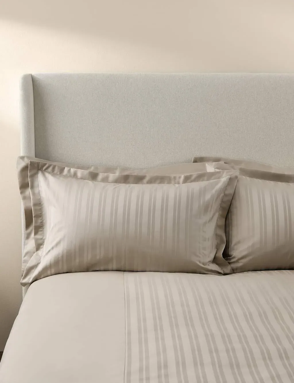 2 Pack Cotton Stripe Jacquard Pillowcases - Taupe image