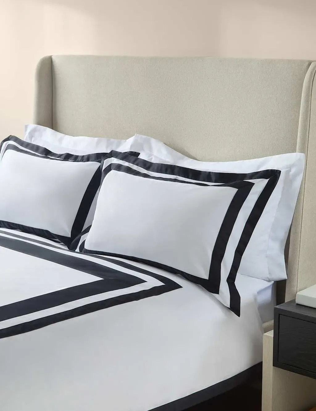 6FT Bedding Set Double Border - Grey, Cotton