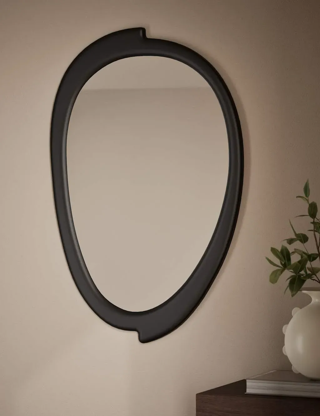 Abstract Curved Wall Mirror - Black, Resin image