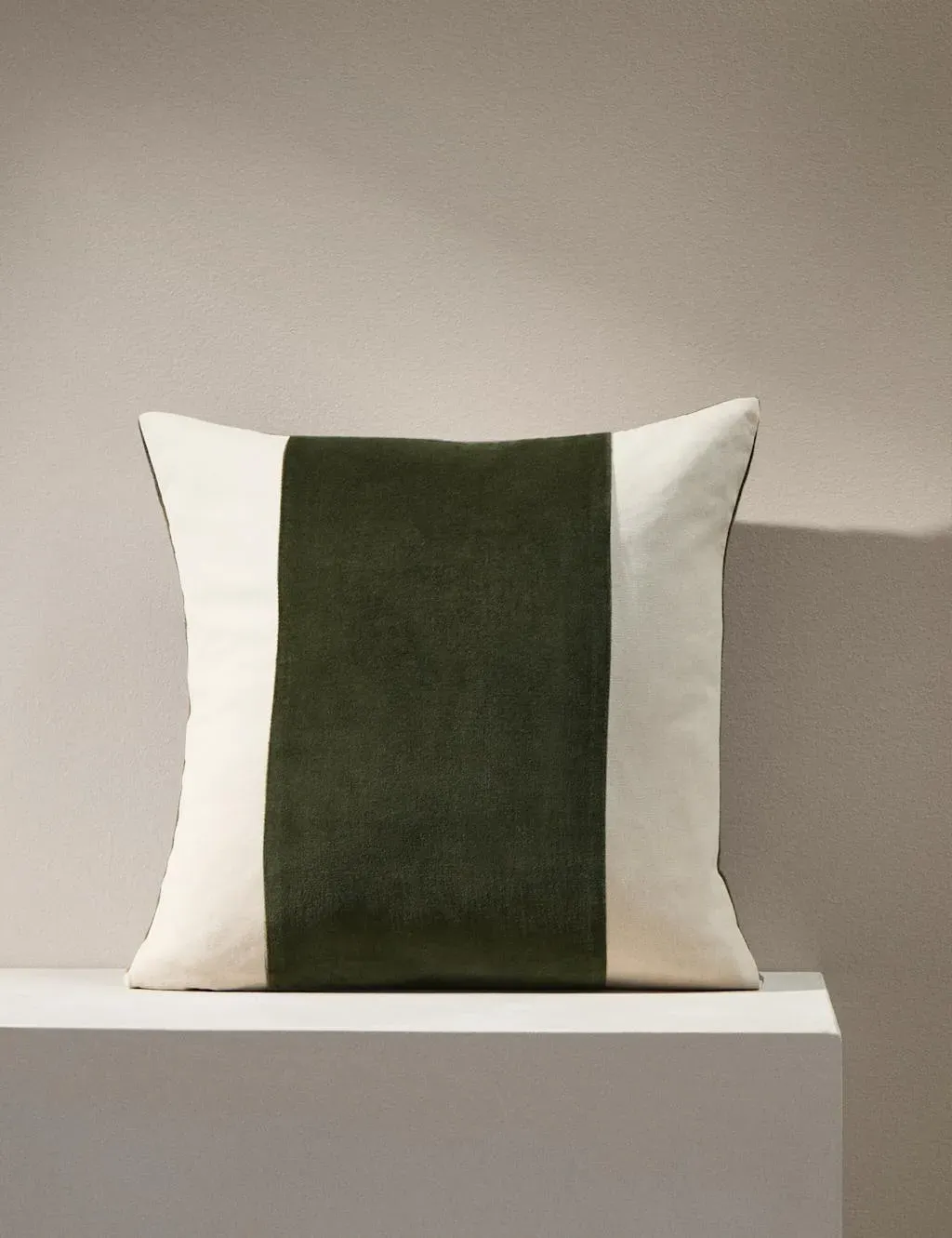 Cotton Band Cushion - Green Mix, Cotton image