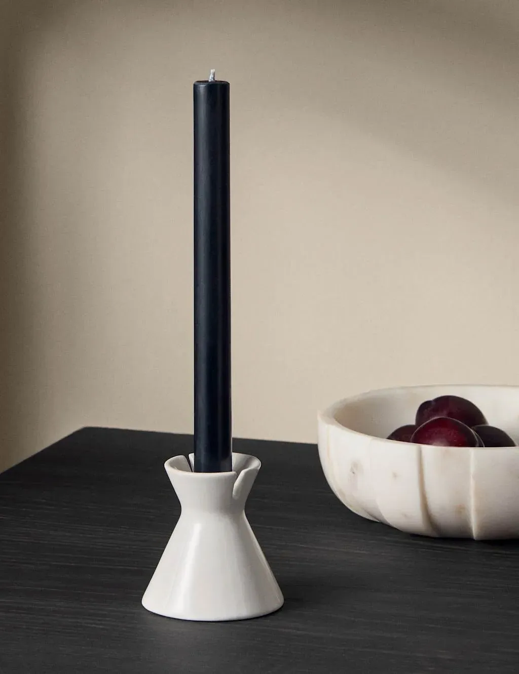 Dinner Candle Holder - White, Ceramic image