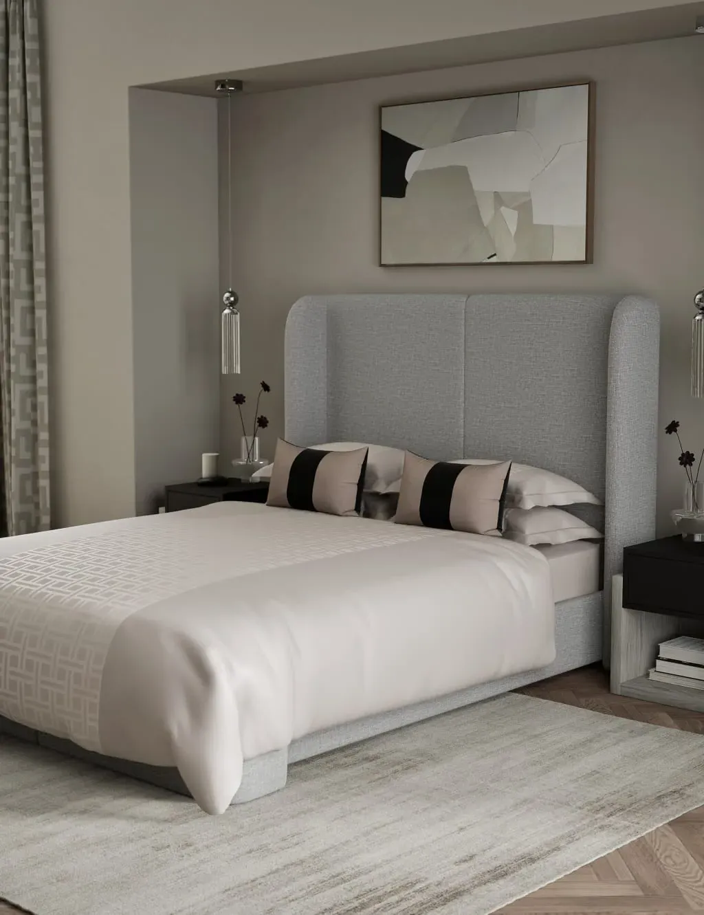 Double Bedding Set Geometric Jacquard - Taupe, Cotton image