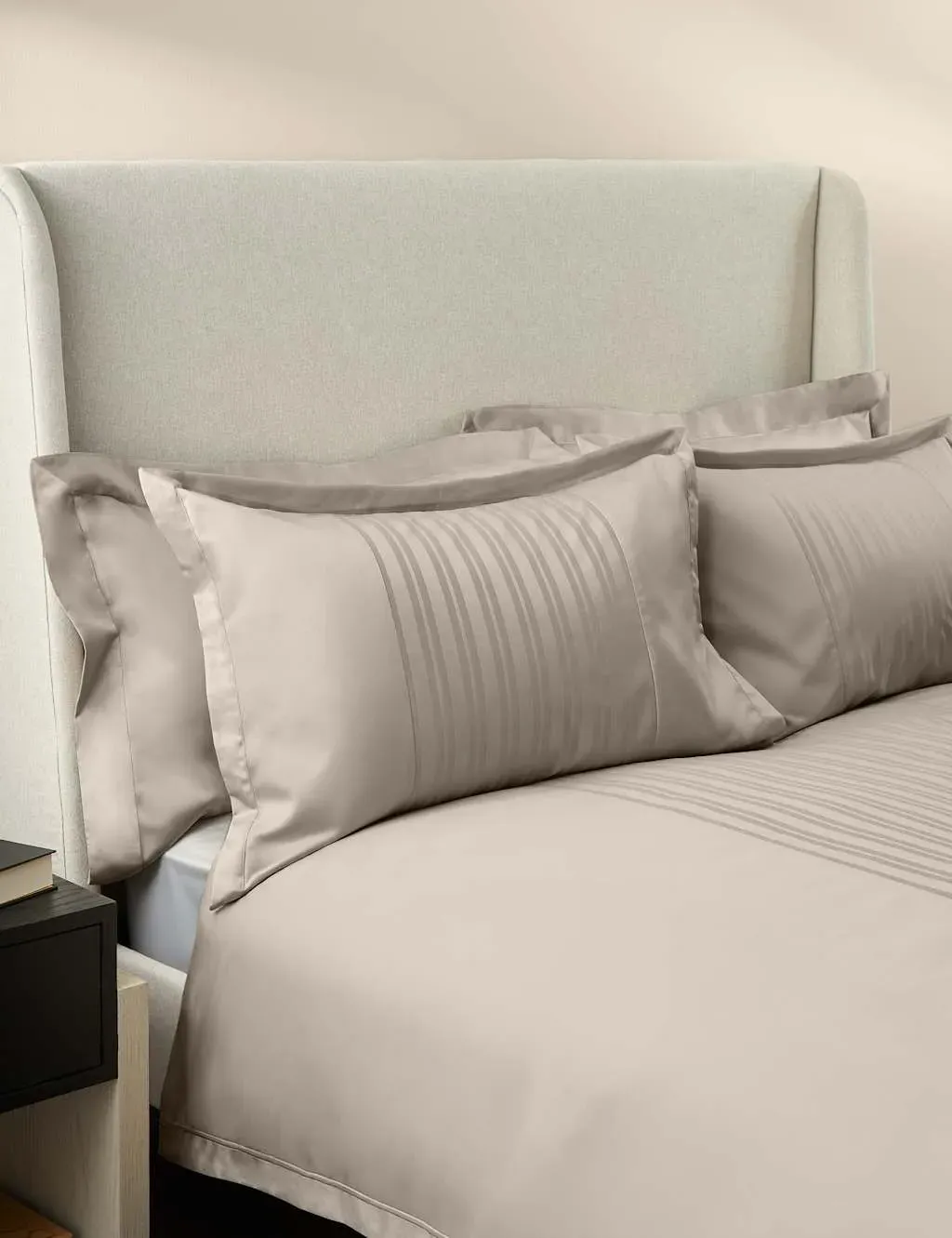 Double Bedding Set Jacquard Stripe - Taupe, Cotton image