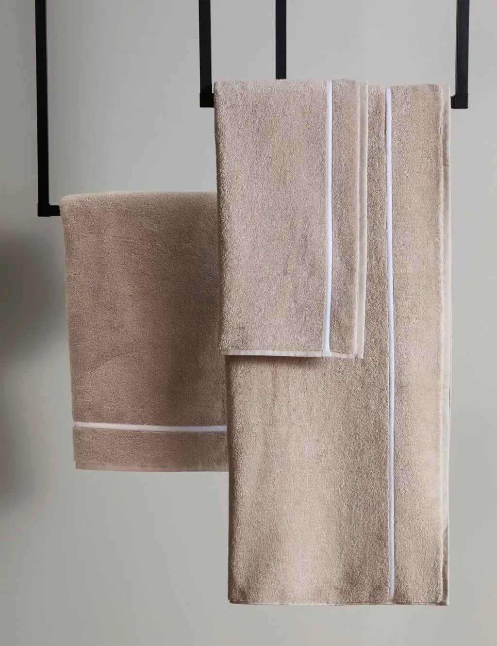 Hand Towel with Stitch Detail - Taupe, Cotton image