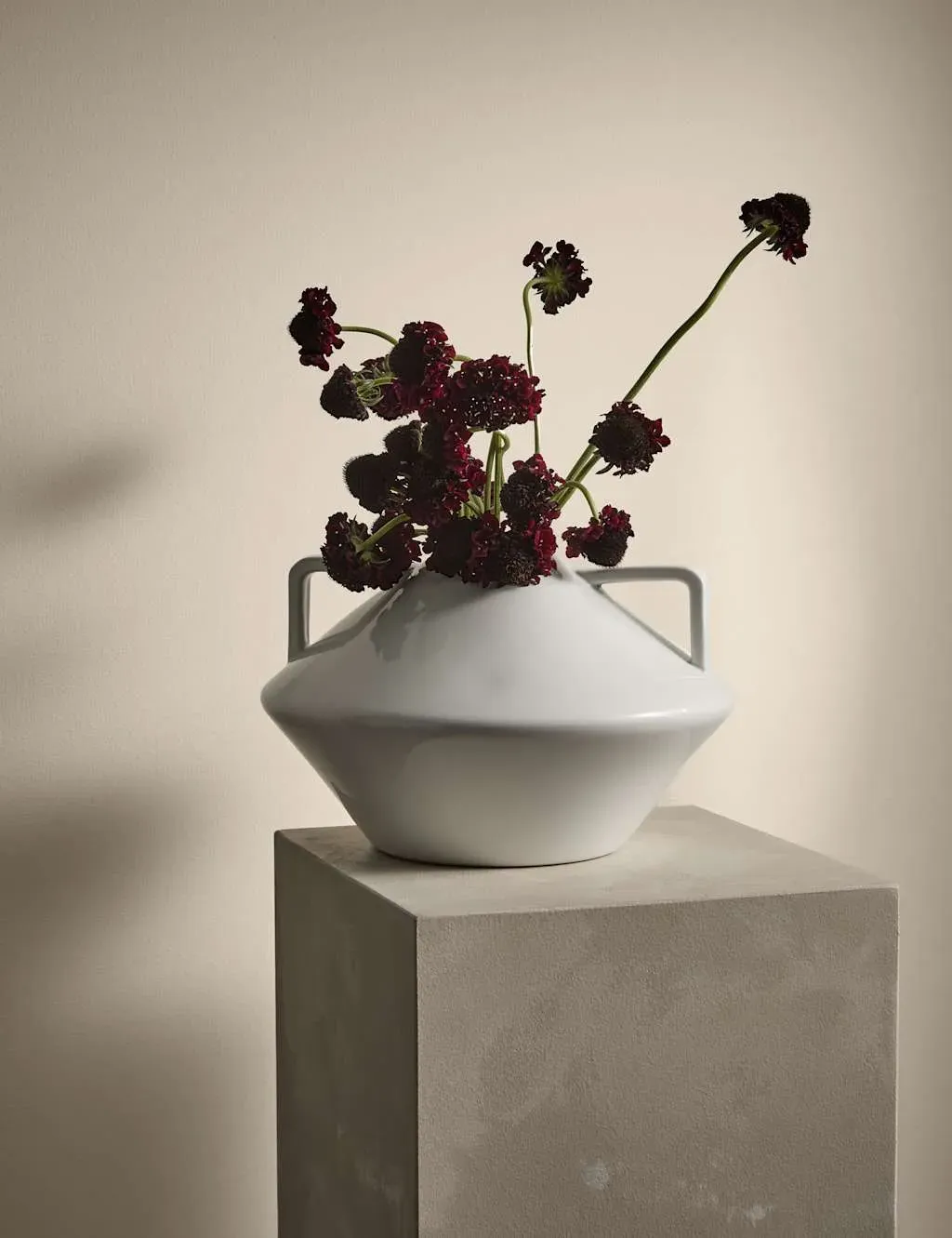 Large Angle Vase with Handles - White, Ceramic image