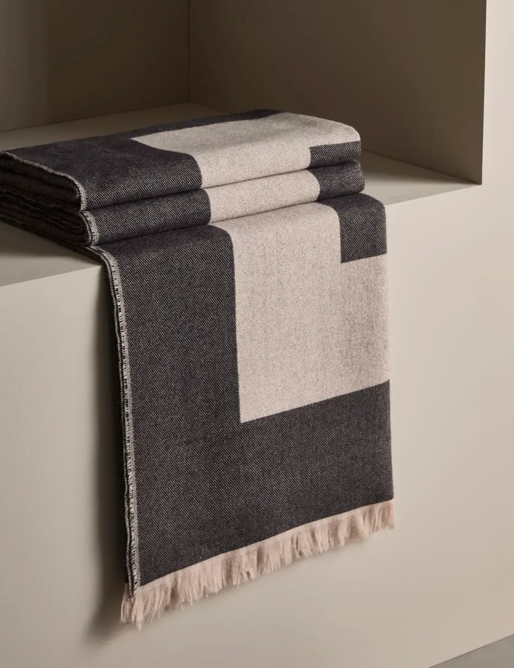 Large Border Throw - Taupe Mix image