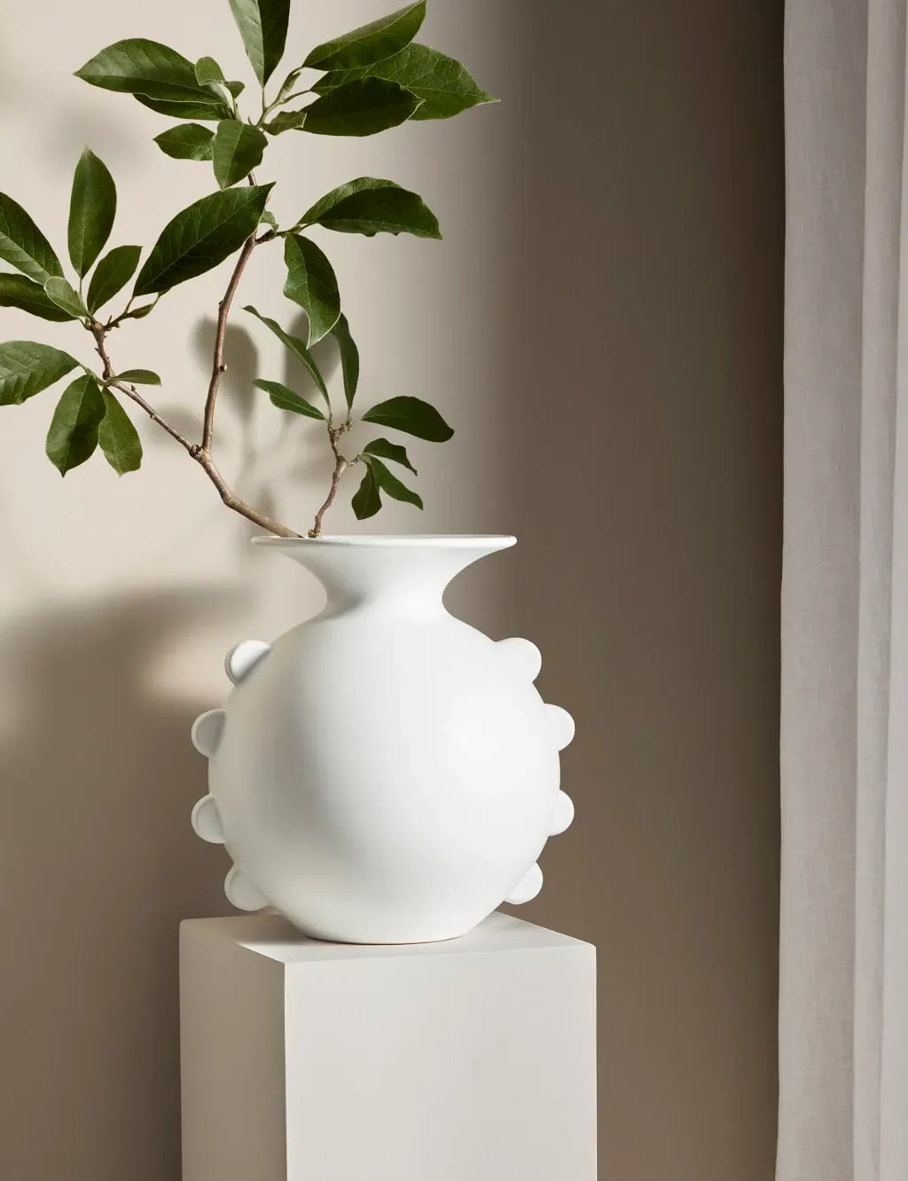 Large Scallop Edge Vase - White, Ceramic