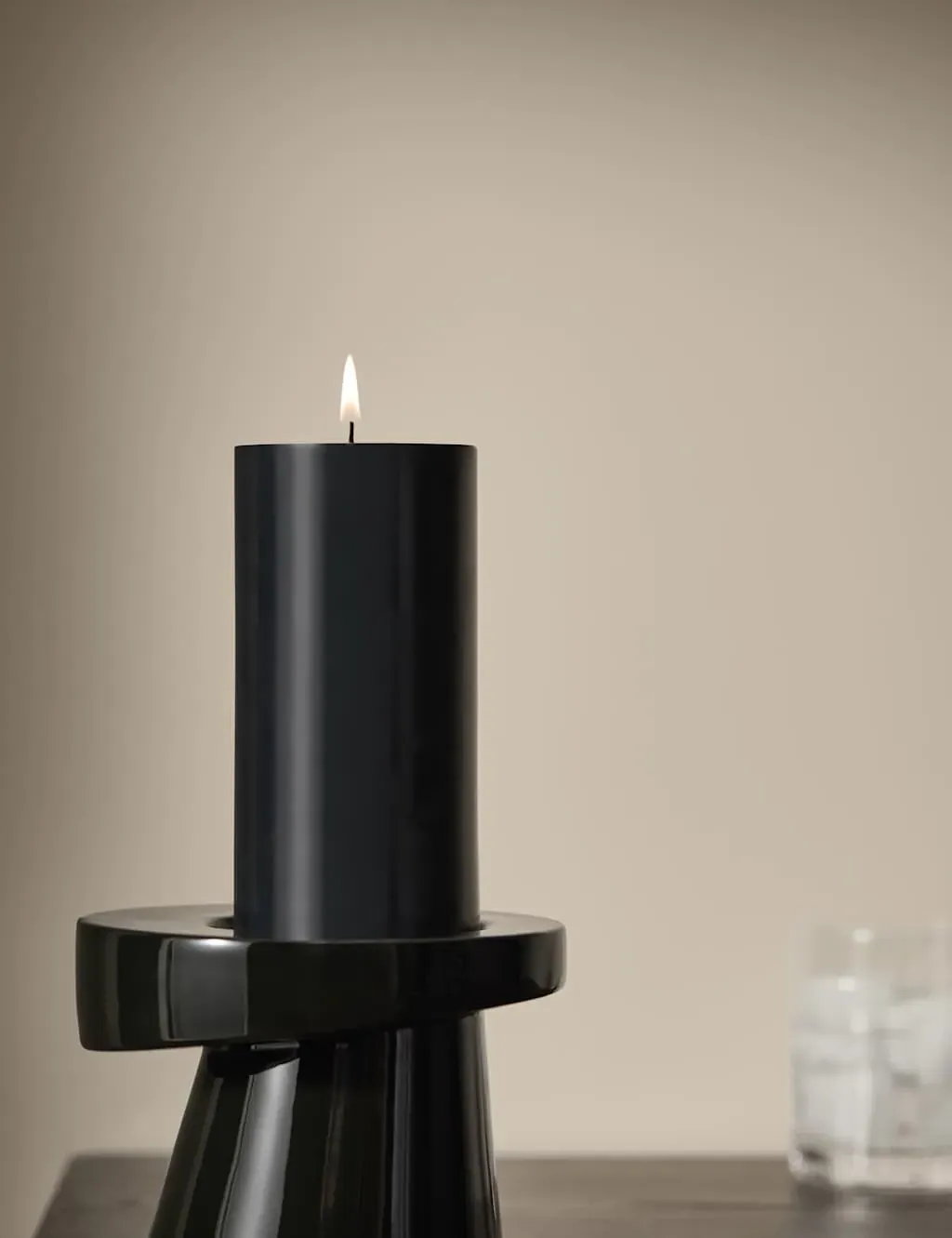 Pillar Candle 85-Hour Burn - Black, Wax image
