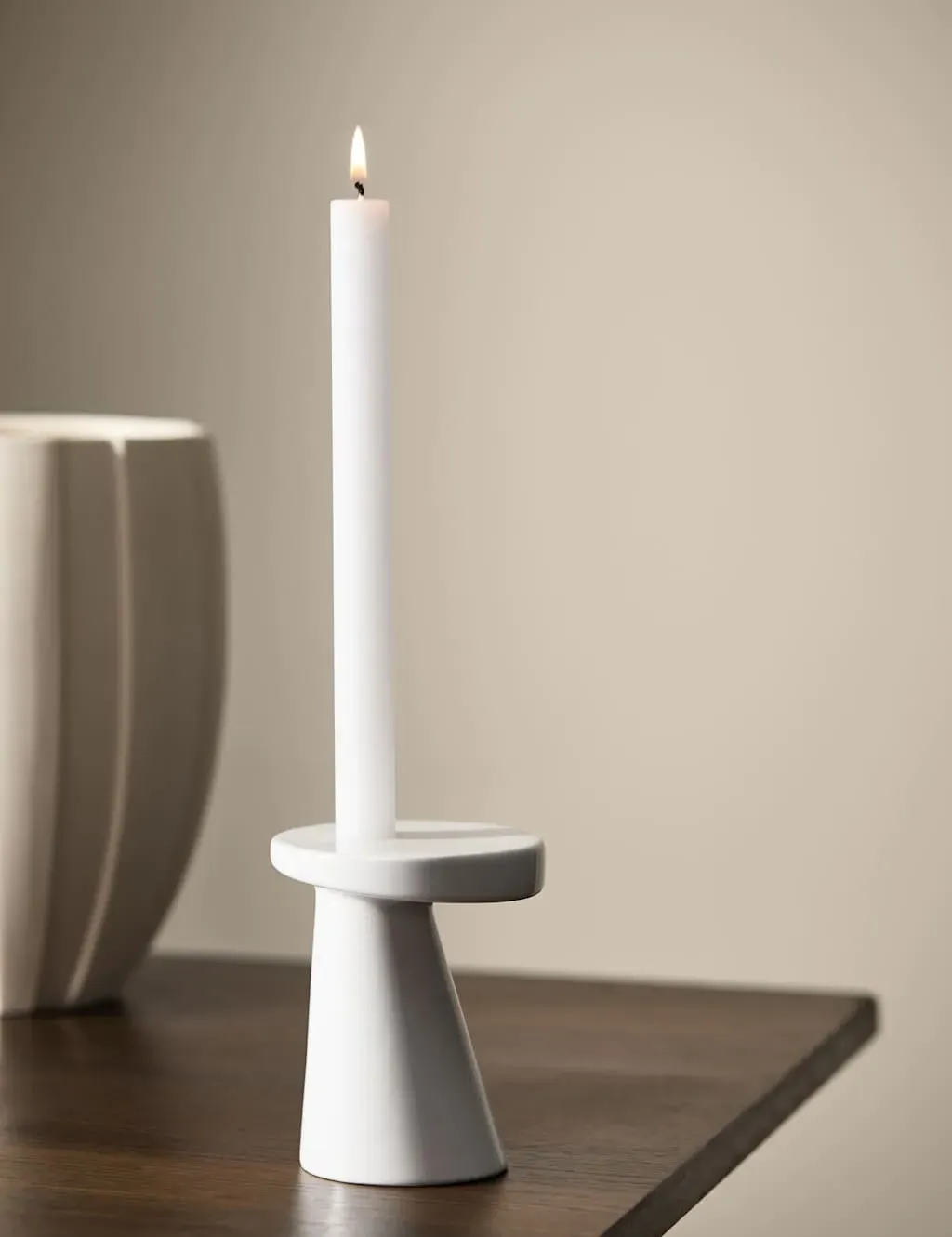 Set of 4 Dinner Candles - White, Unscented Wax image