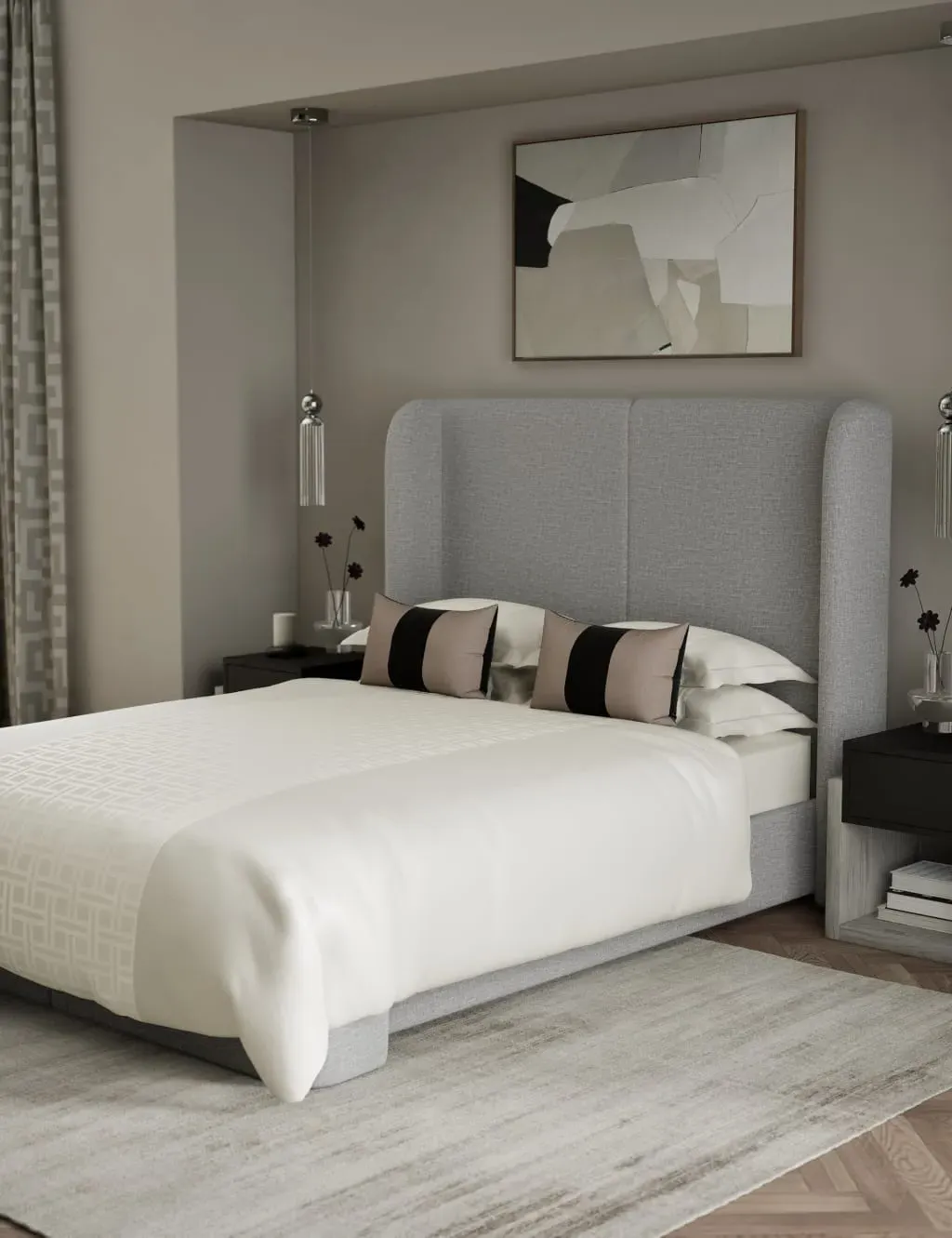 Super King Bedding Set Geometric Jacquard - Cream, Cotton