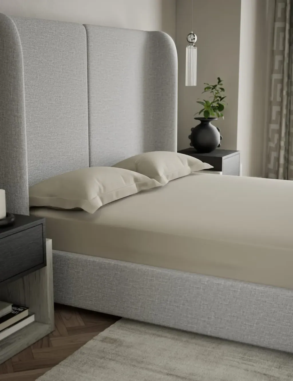 Super King Deep Fitted Sheet - Taupe, Cotton