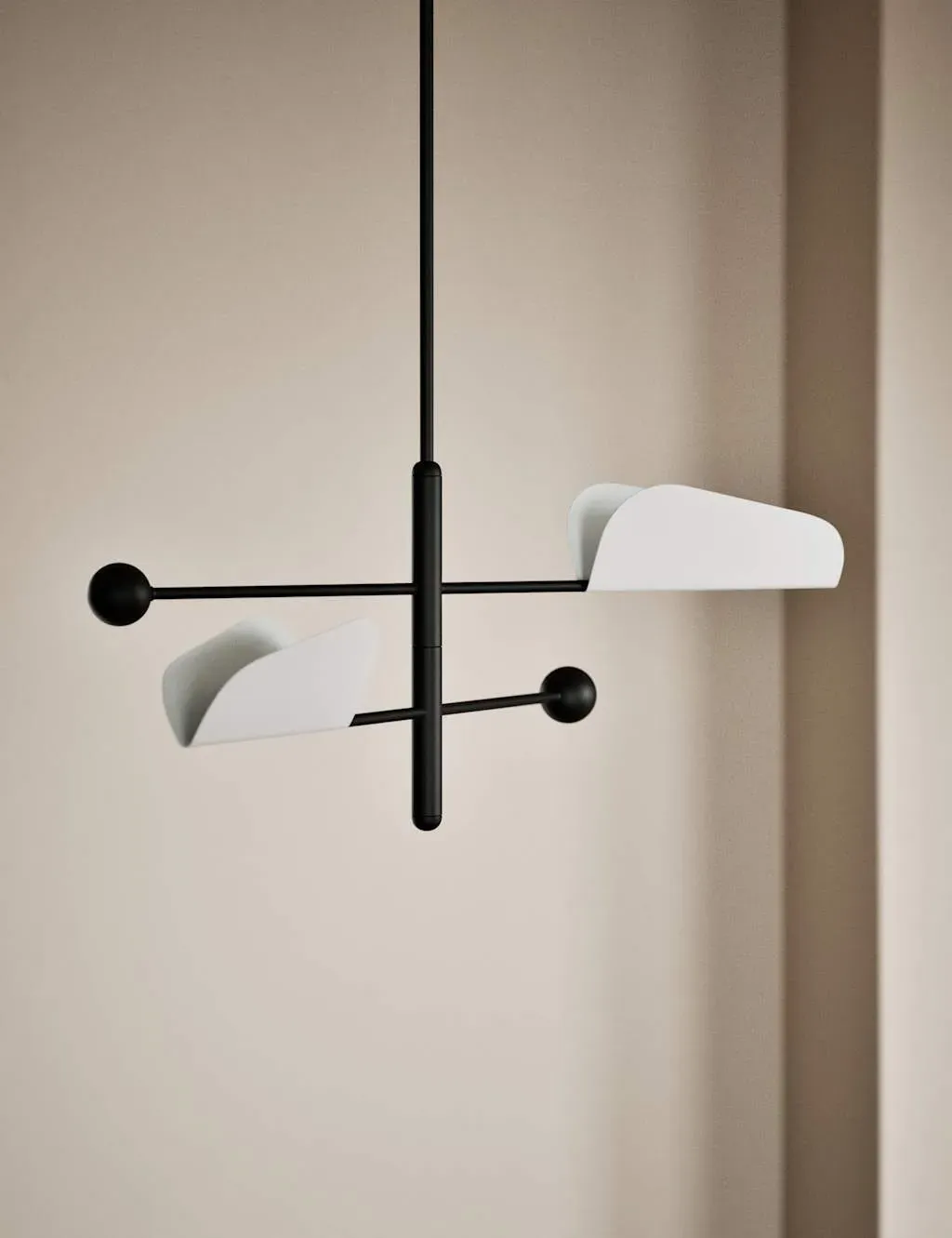 Up-Fold Pendant Light with Twin Shades - White image