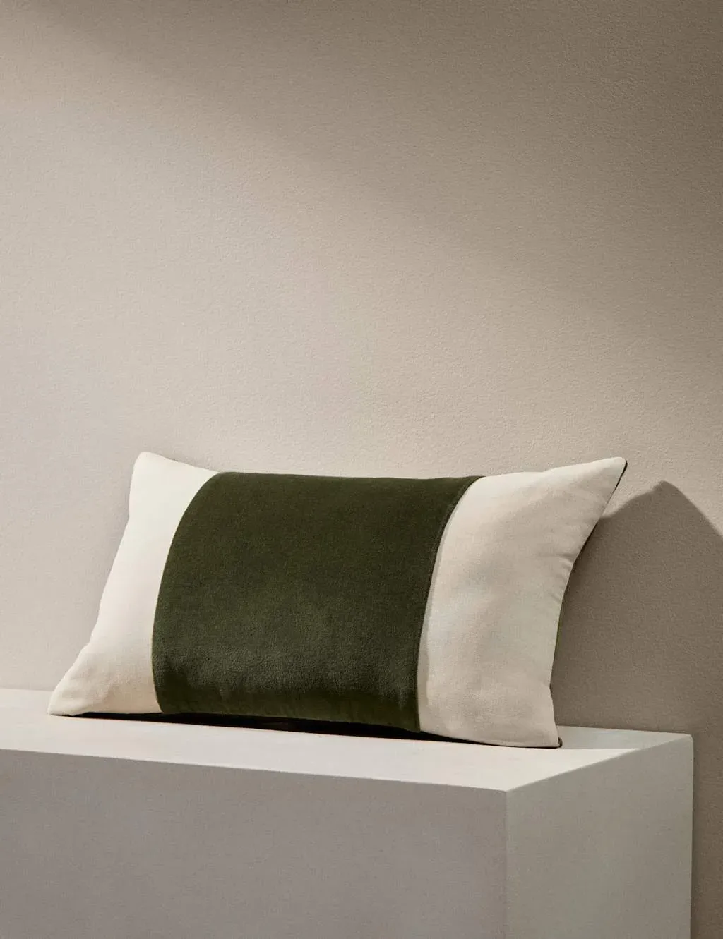 Velvet Panel Bolster Cushion - Green Mix image