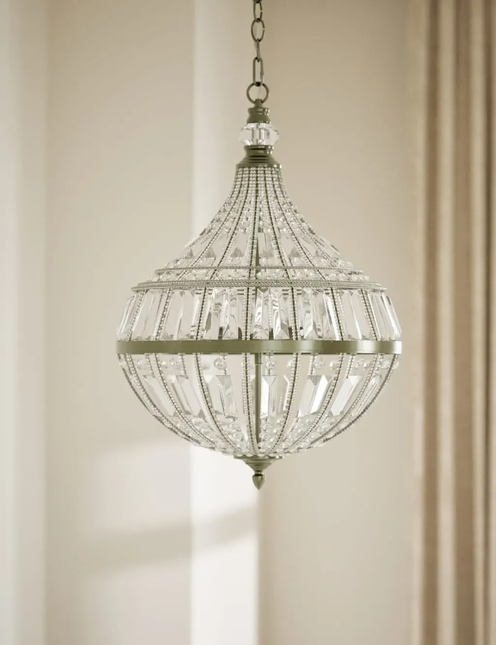 Beaded Chandelier - Antique Brass