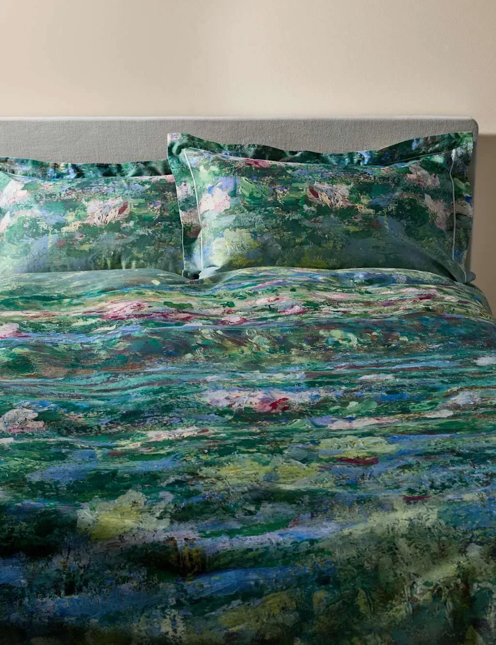 Single Bedding Set Waterlilies - Green, Cotton image