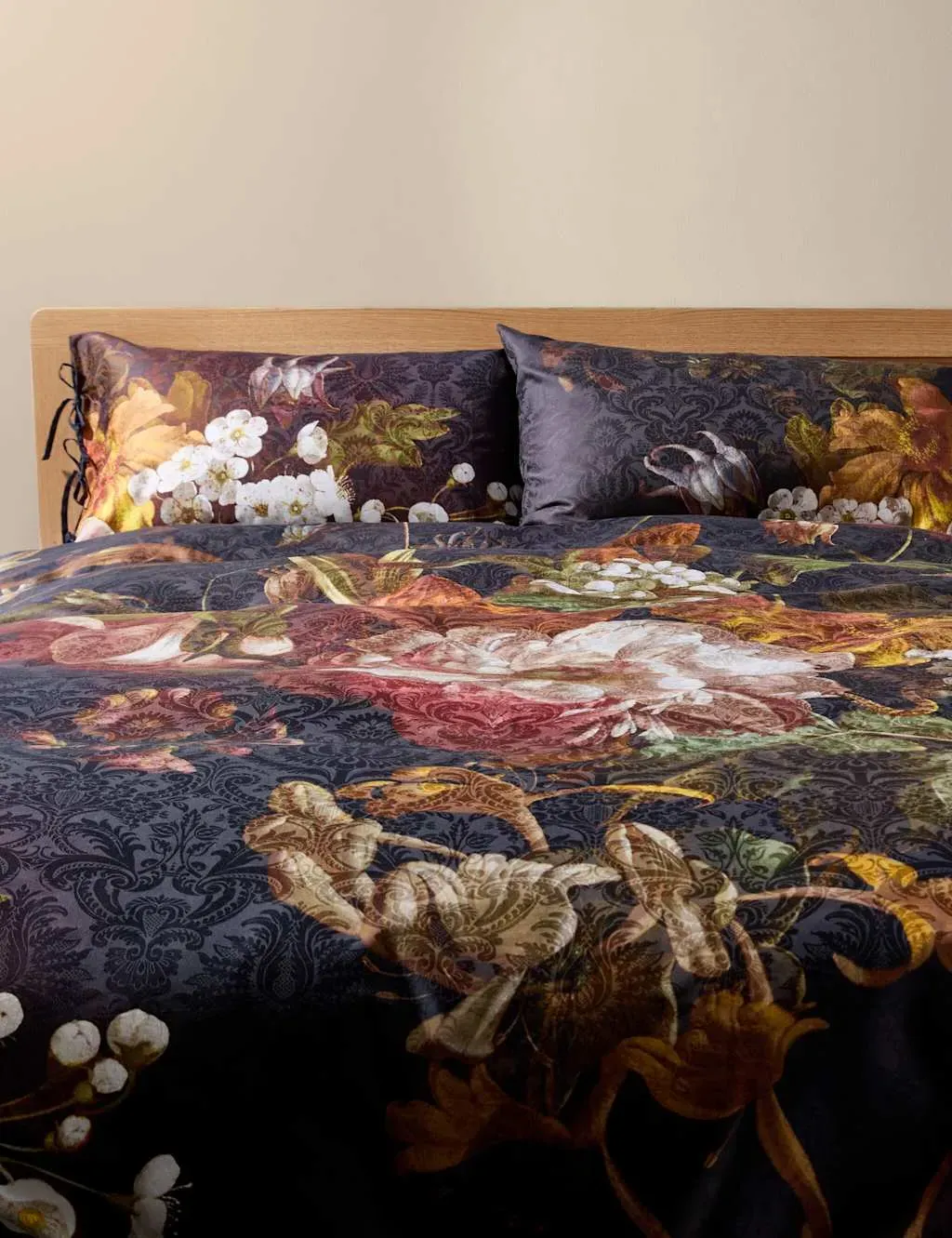 Single Sateen Bedding Set Floral - Navy, Cotton