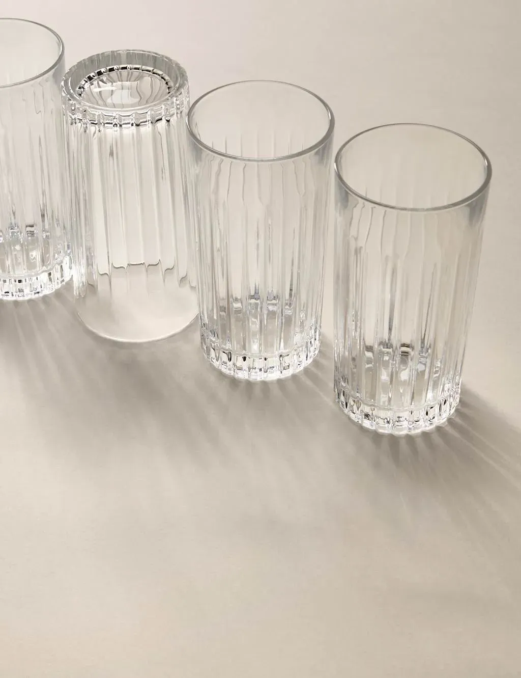 Set of 4 Hi Ball Glasses - Textured Glass image