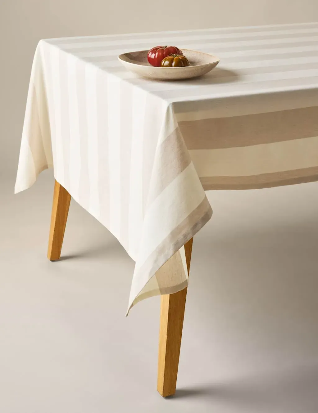 Wide Stripe Tablecloth - Natural Mix, Cotton image