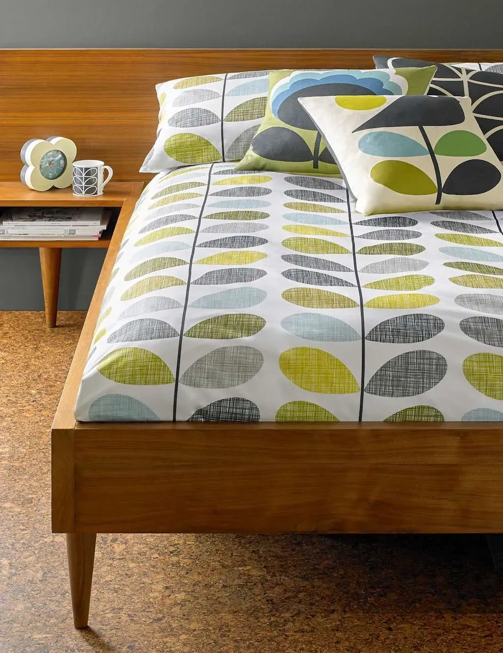 King Size Duvet Cover Scribble Stem - Duck Egg, Cotton image