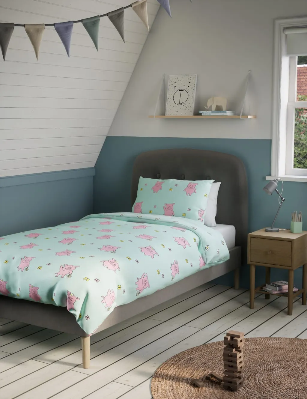 Single Bedding Set - Light Blue, Cotton image