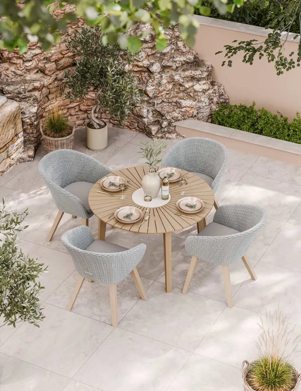 4-Seater Garden Table Set - Grey Mix, Rattan image