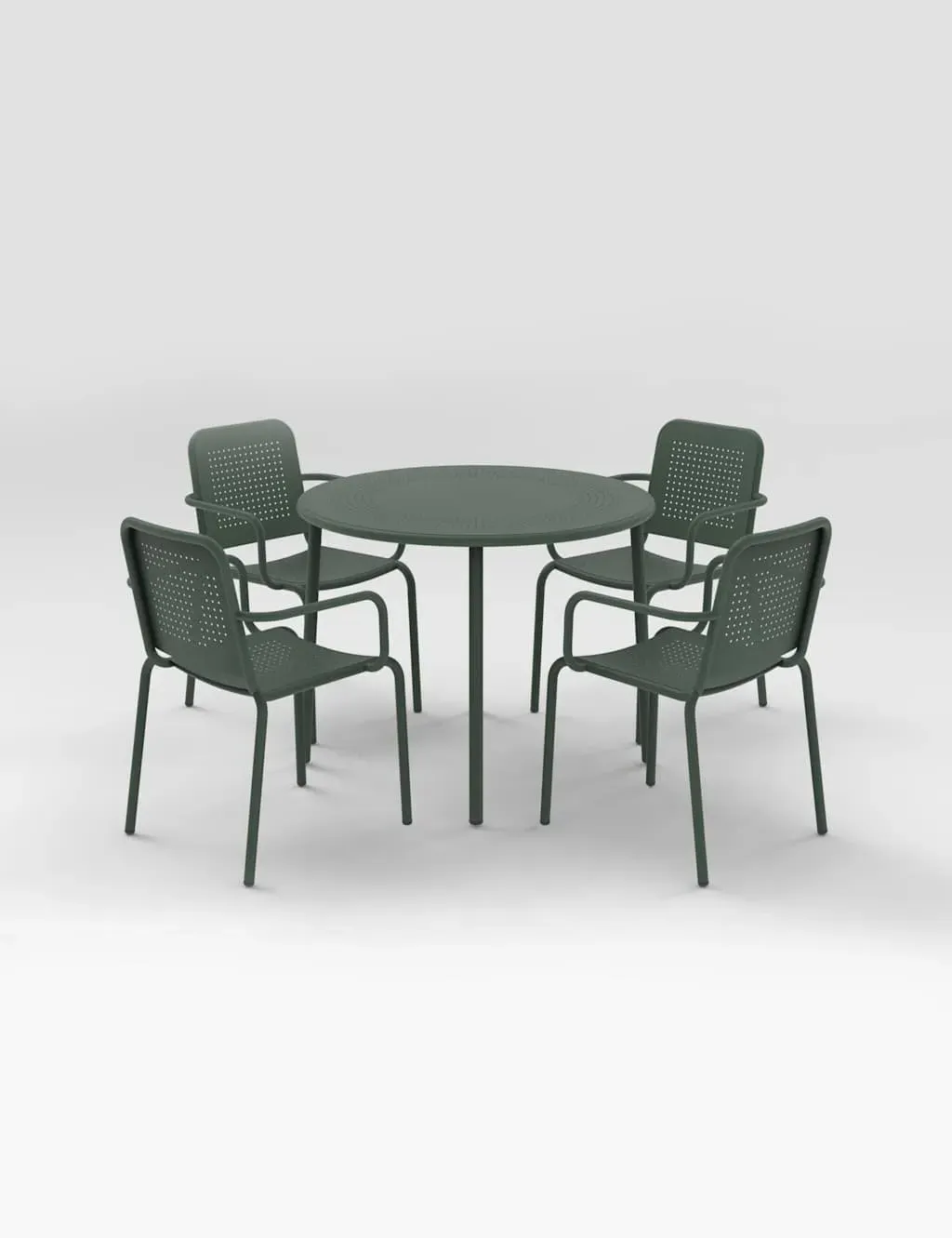 4-Seater Round Garden Table & Chairs - Olive, Metal image