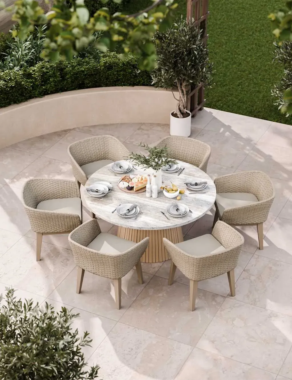 6-Seater Dining Set - Natural Mix, Concrete image