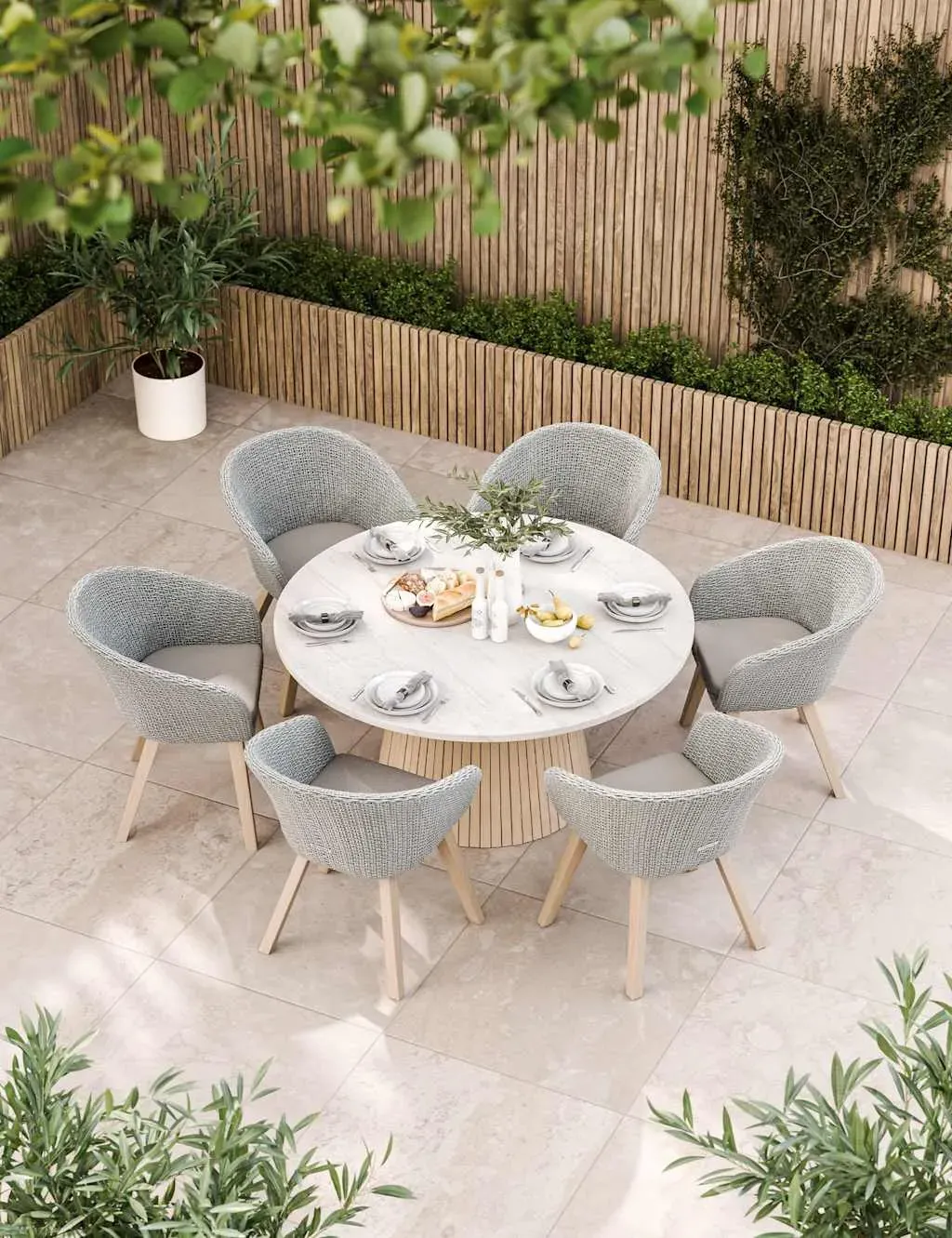 6-Seater Dining Set with Chairs - Cream Mix image