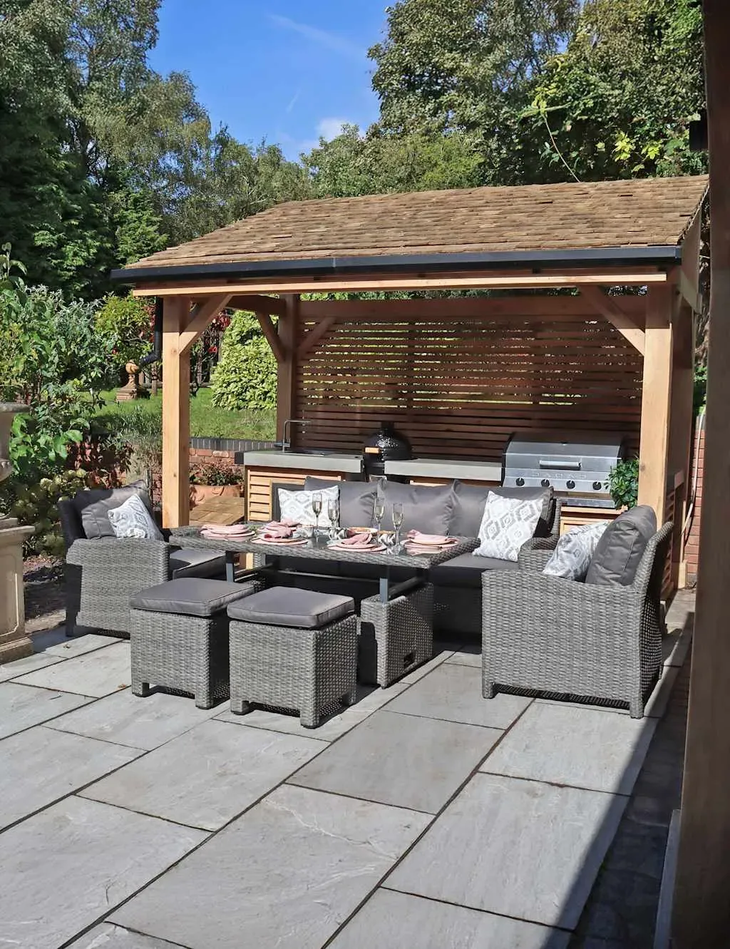 7-Seater Dining Set with Adjustable Table - Grey image