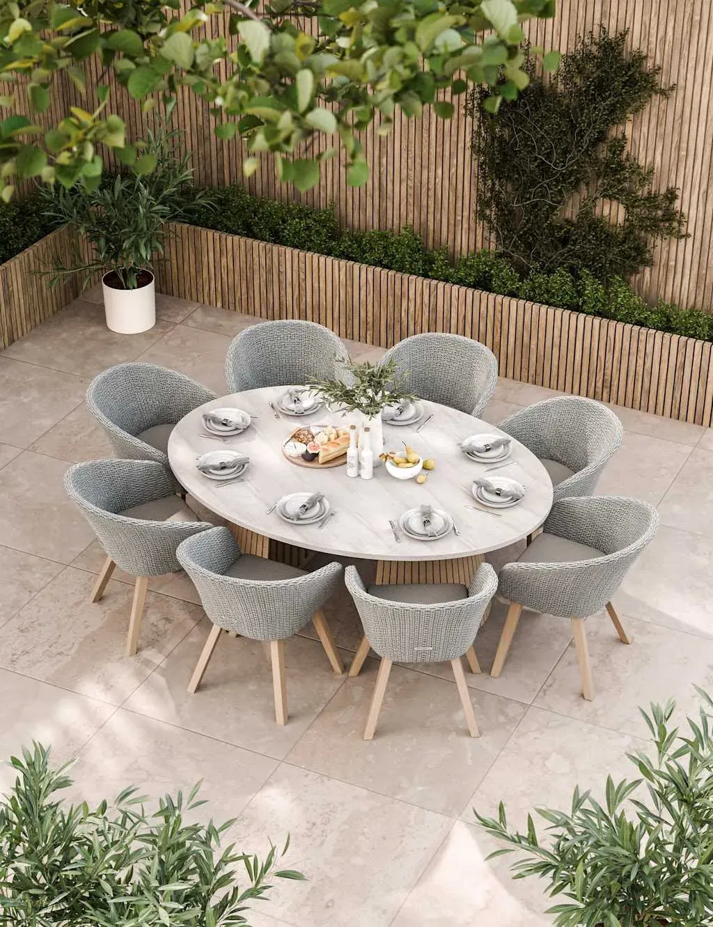8-Seater Ellipse Dining Set - Cream Mix