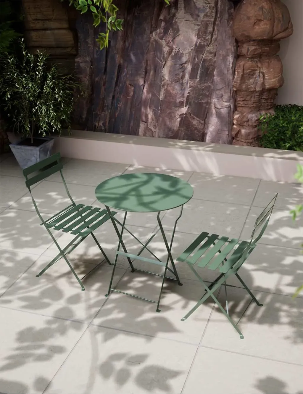 Round Bistro Table & Chairs Set - Cream, Metal image