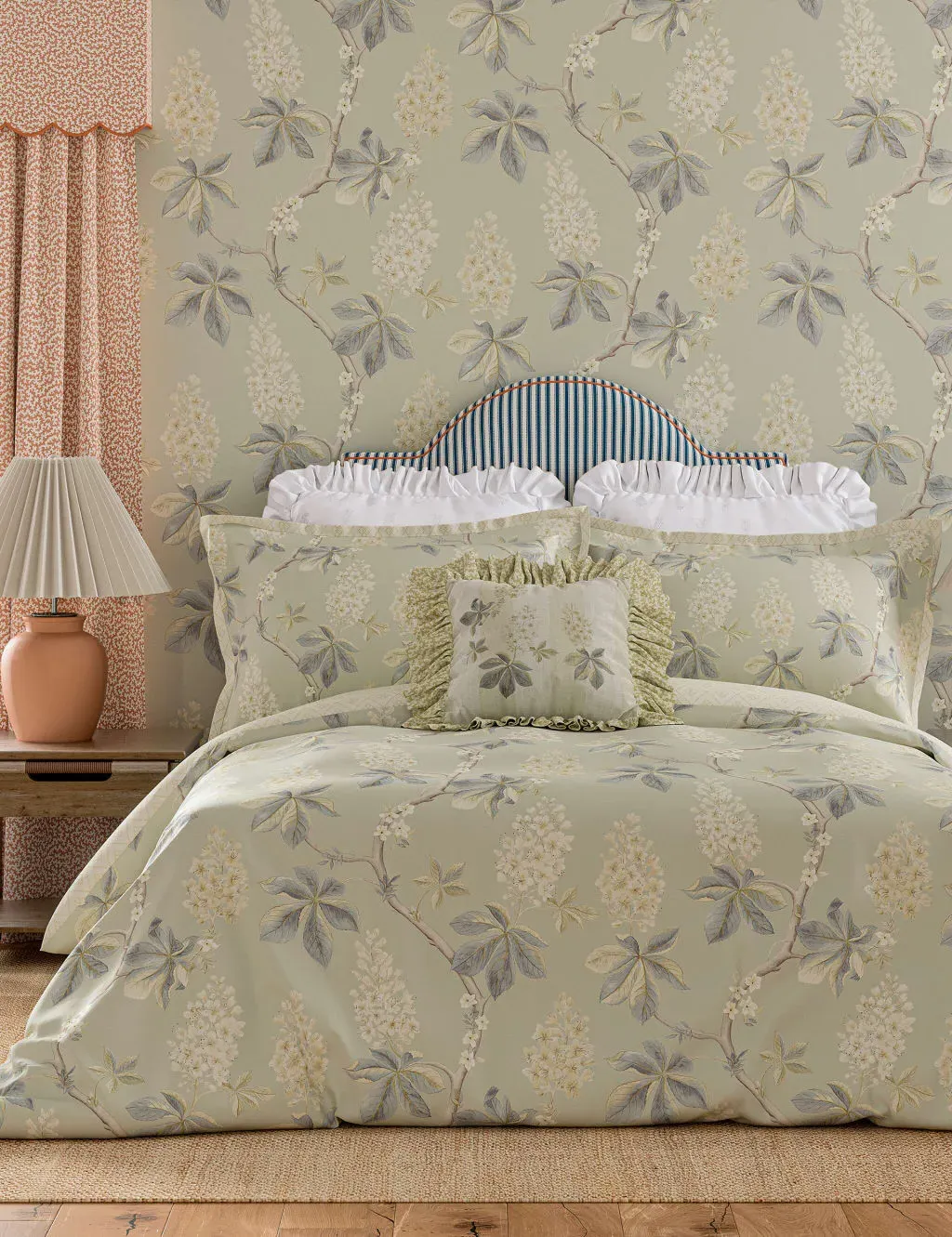 King Size Bedding Set Chestnut Print - Green, Cotton
