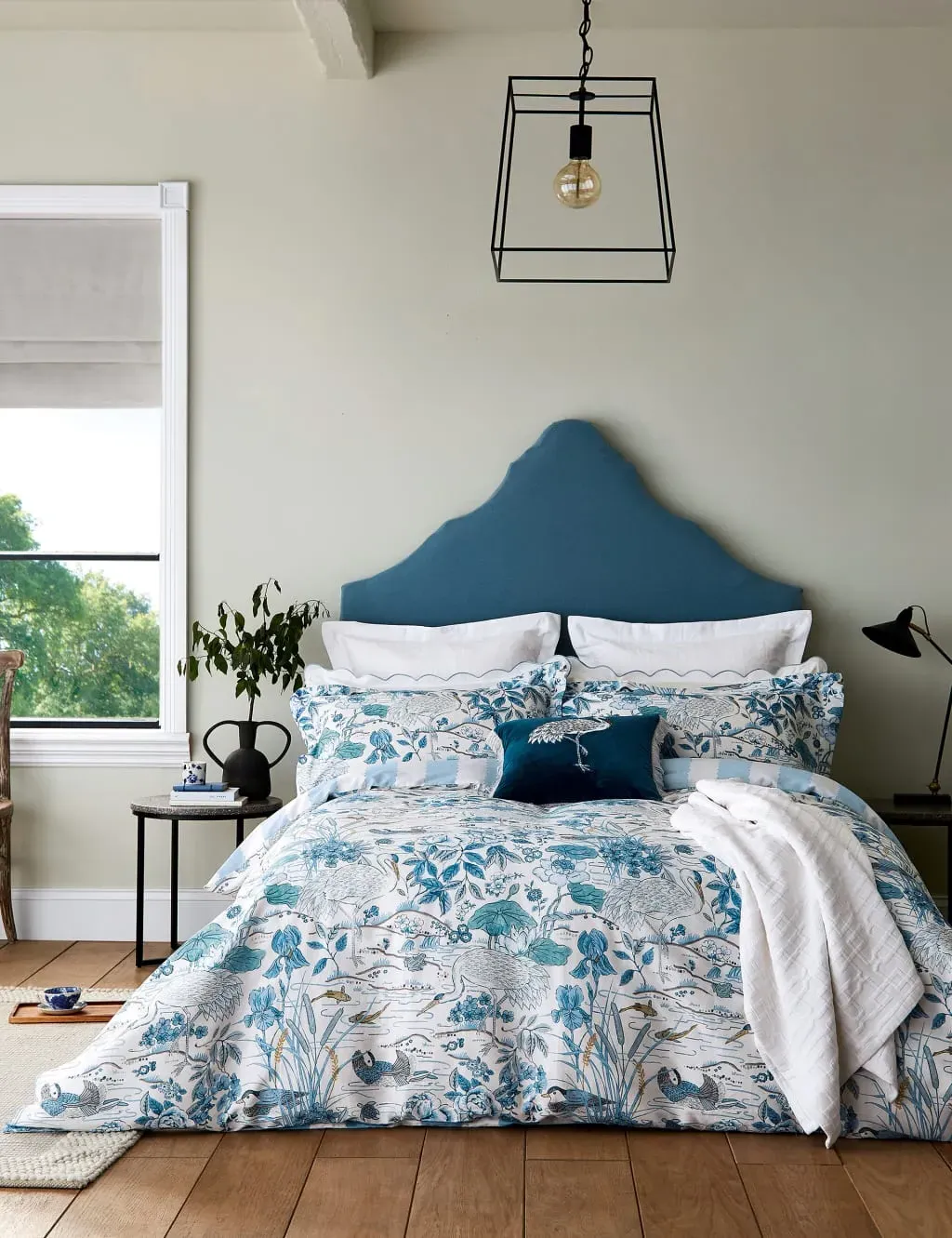 King Size Duvet Cover Crane & Frog - Blue, Cotton image