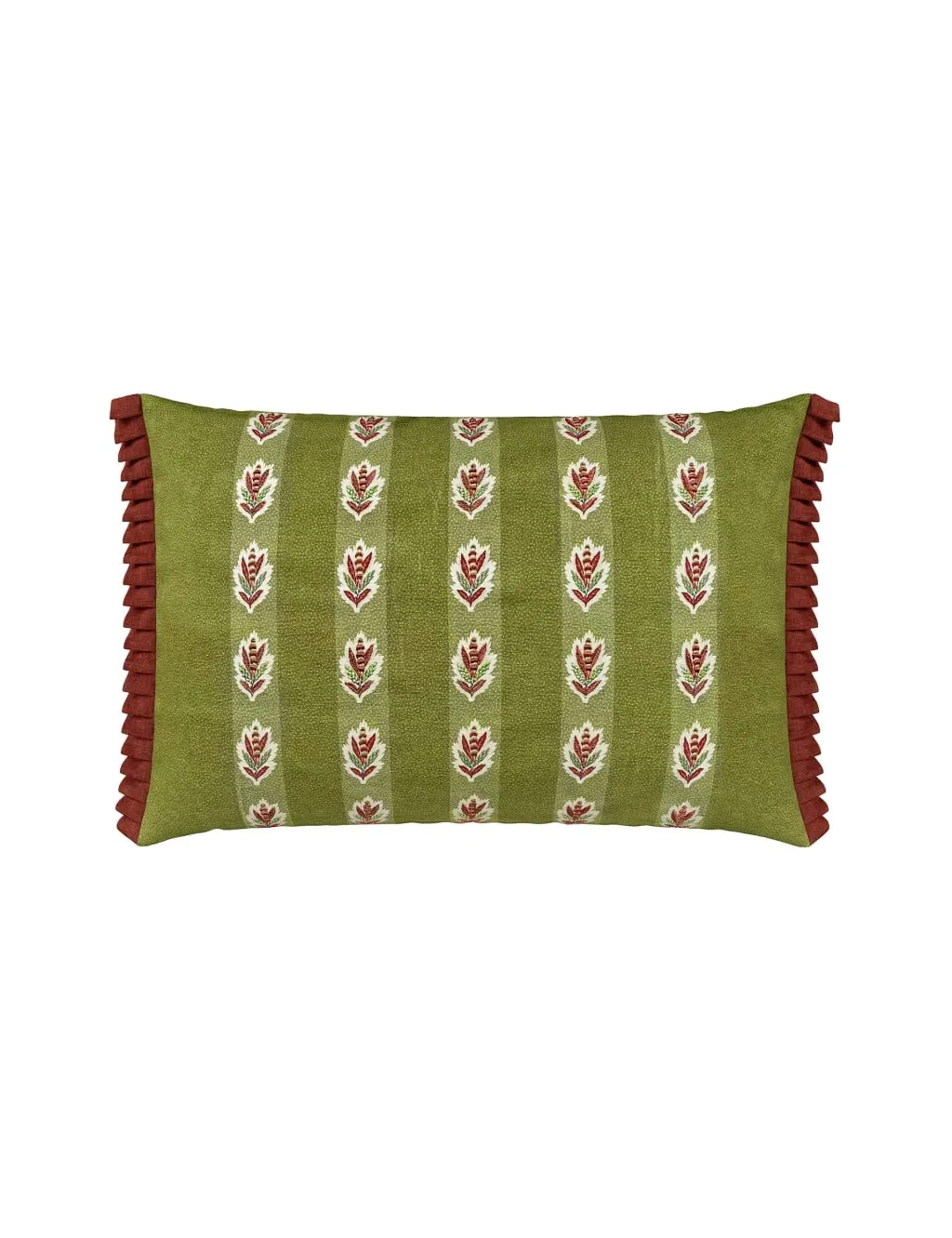 Rectangular Cushion with Pleated Edge - Green Mix image