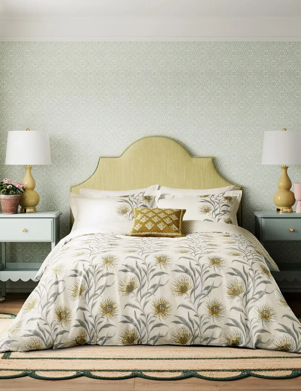 Super King Bedding Set Floral Print - Natural Cotton
