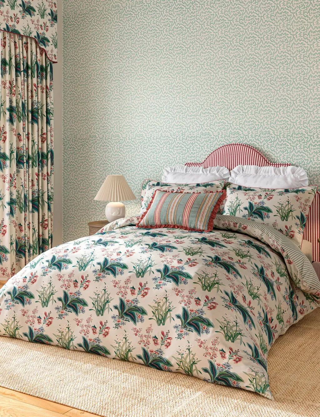 Super King Bedding Set - Green Mix, Cotton Sateen