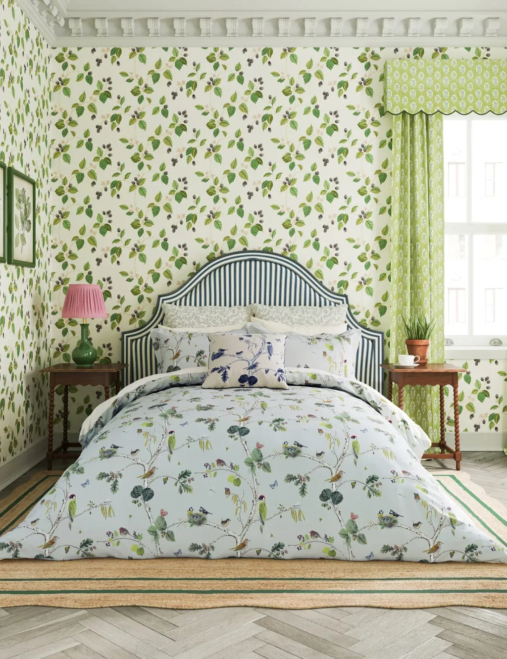 Single Bedding Set Woodland Print - Blue, Cotton image
