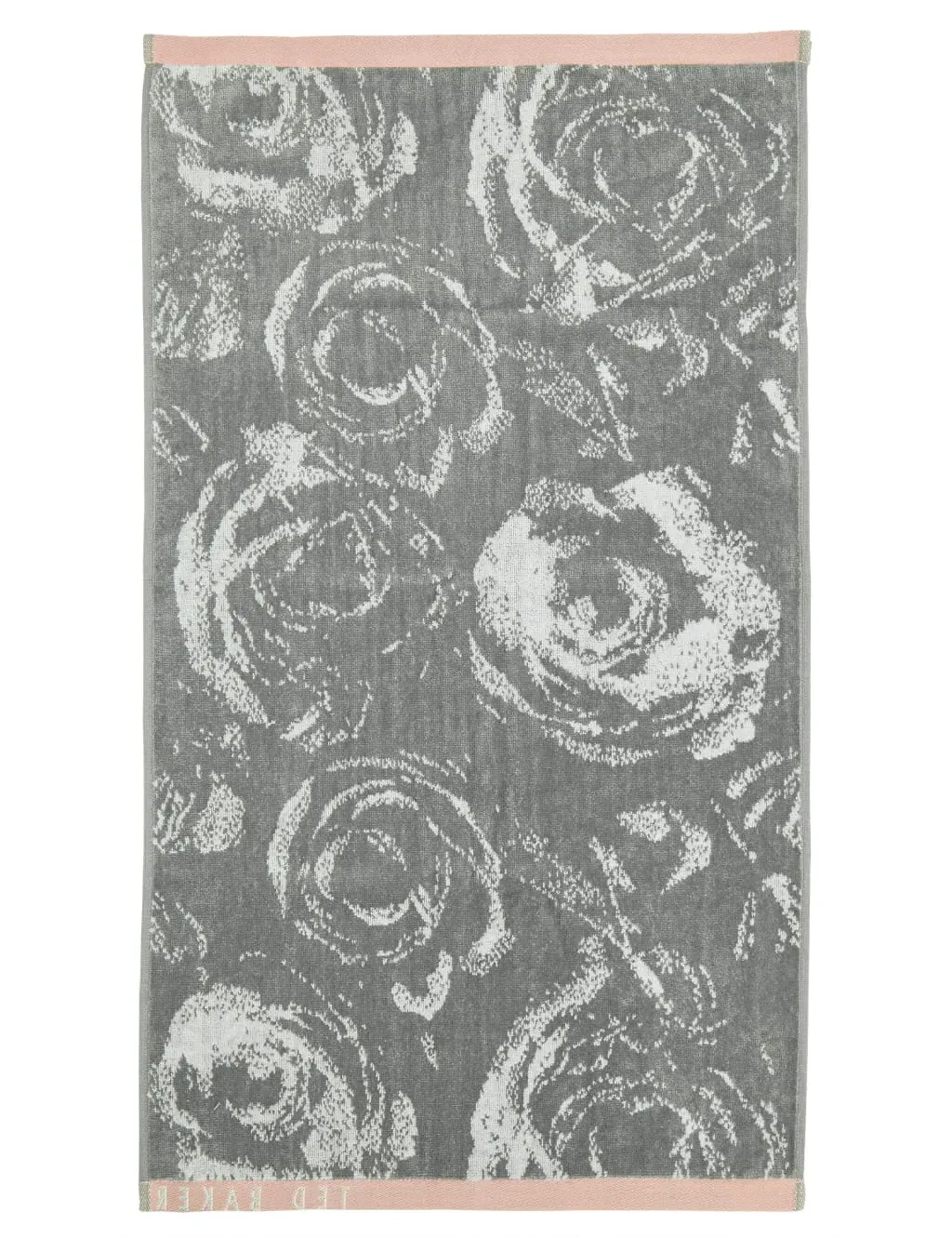 Hand Towel with Rose Design - Grey, Cotton image