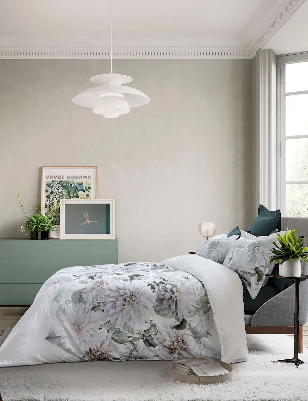 King Size Bedding Set Floral - White Mix, Cotton