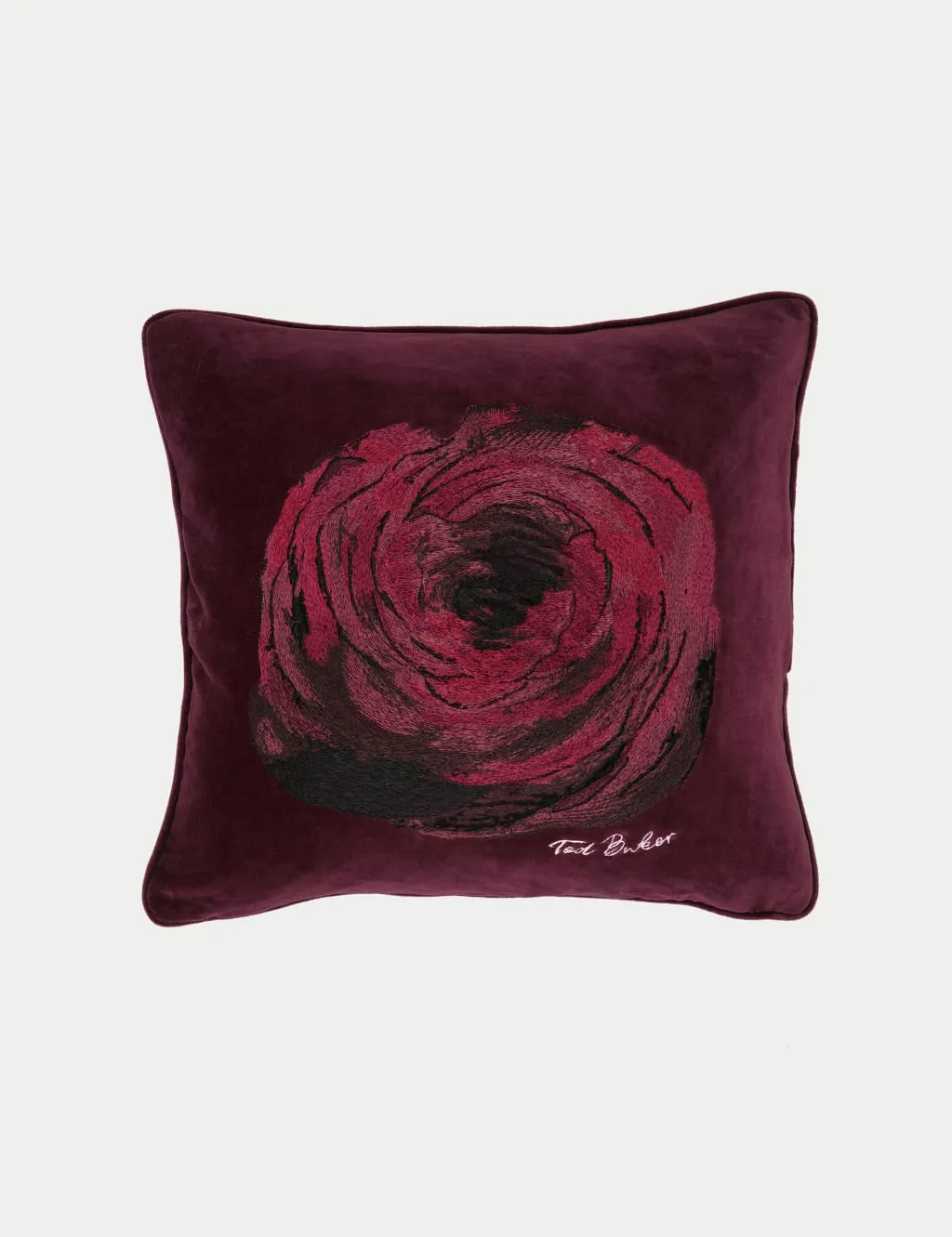 Square Cushion with Embroidery - Red Mix, Velvet image